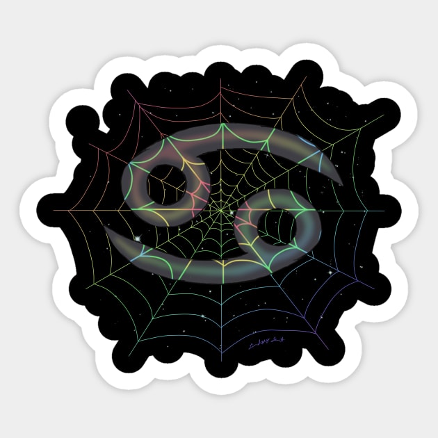 Rainbow spiderweb Cancer Sticker by HauntedIndigo